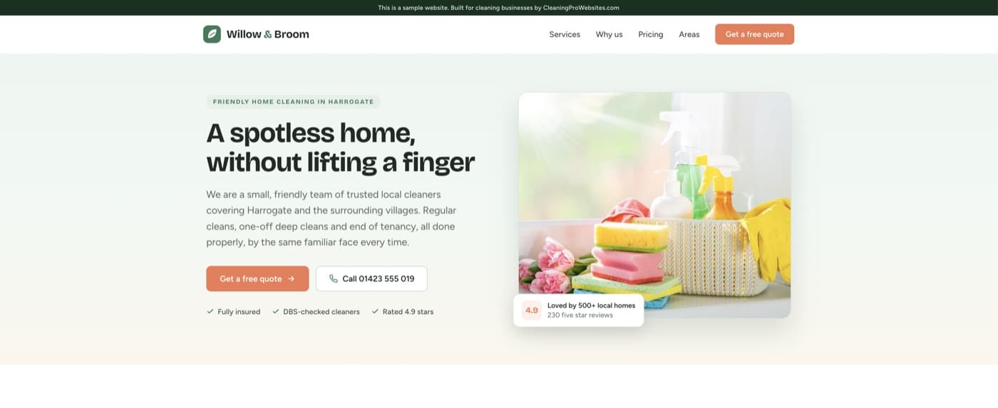 Domestic cleaning website demo