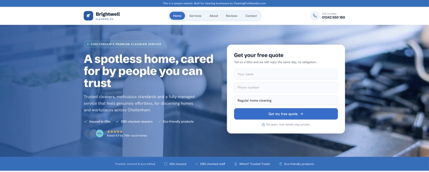 Specialist cleaning website demo